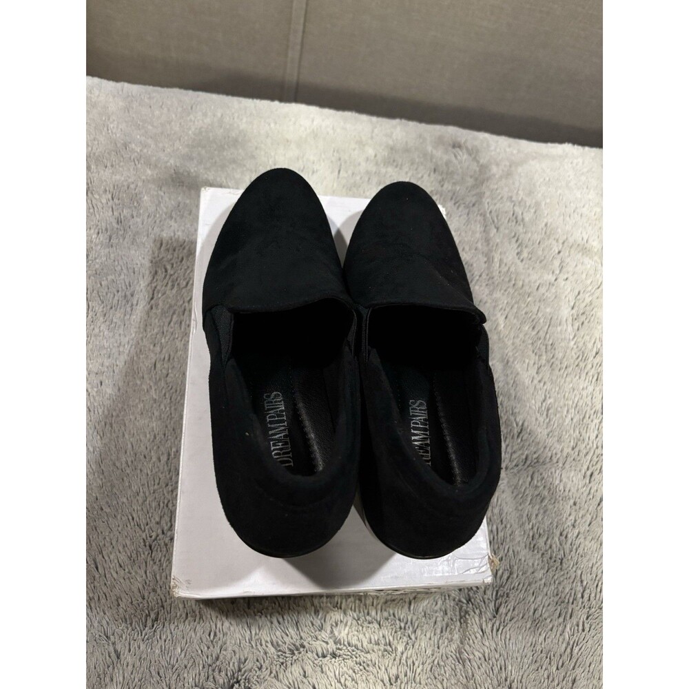 Dream Pairs Women’s Chunky Block Heel Slip On Comfort Pump Oxford Black Suede 9 - Picture 2 of 8